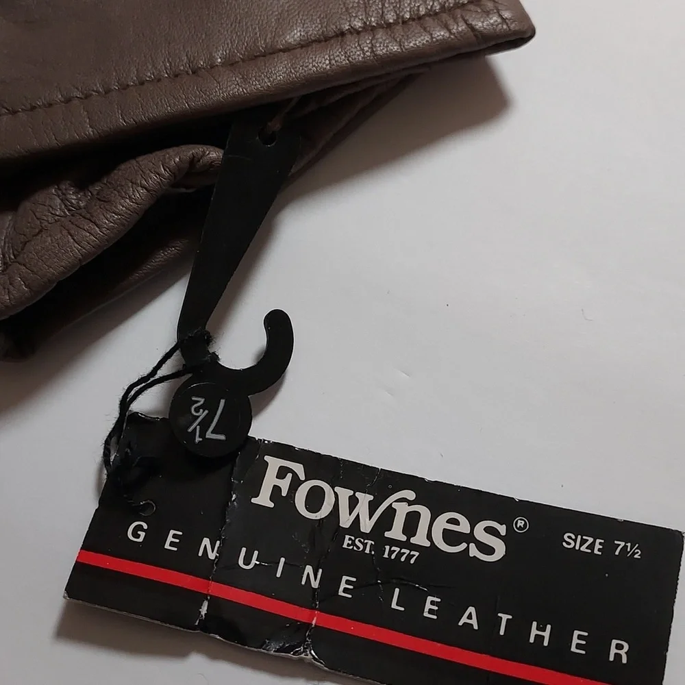 Fownes Leather Gloves Taupe Brown Size 7.5